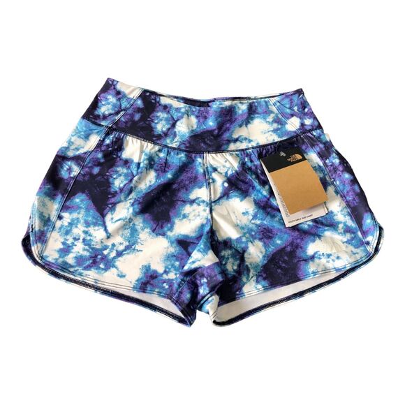 The North Face Girls Medium Printed Activewear Knit Class V Shorts Blue & Purple - Picture 6 of 11